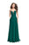 La Femme - 26190 Plunging V-neck Chiffon A-line Dress In Green