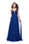 La Femme - 26190 Plunging V-neck Chiffon A-line Dress In Blue