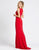 Ieena Duggal - 26190I Sleeveless Plunging V-neck Sheath Dress In Red