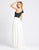 Ieena Duggal - 26191I Two Tone Asymmetric Jumpsuit With Overskirt In Black and White