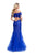 La Femme - 26192 Embellished Off-Shoulder Mermaid Gown In Blue