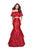La Femme - 26193 Two Piece Laser Cut Mermaid Dress In Red