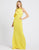 Ieena Duggal - 26193I Ruffled Halter Trumpet Dress With Train In Yellow