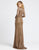 Ieena Duggal - 26194I Long Sleeve Deep V-neck Sheath Dress In Brown