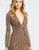 Ieena Duggal - 26194I Long Sleeve Deep V-neck Sheath Dress In Brown