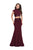 La Femme - 26196 Cap Sleeves Two-Piece Jersey Sheath Gown In Red