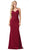Dancing Queen - 2620 Lace V-neck Trumpet Dress In Red
