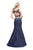 La Femme - 26207 Textured Floral Applique Two Piece Trumpet Gown In Blue