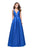 La Femme Gigi - 26215 Deep V-neck Mikado A-line Gown In Blue