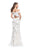 La Femme Gigi - 26218 Off-Shoulder Beaded Lace Sheath Gown In White