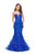 La Femme Plunging Sweetheart Beaded Lace Gown 26219 In Blue
