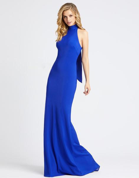 Ieena Duggal - 26222I High Halter Sheath Dress With Bow Detail In Blue