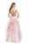 La Femme - 26223 Metallic Beaded Plunging Bodice Tulle Ballgown In Silver and Pink