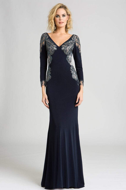 Feriani Couture - 26231 Embellished V-neck Dress In Blue