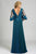 Feriani Couture - 26232 Embroidered V-neck Sheer Dress In Blue and Green
