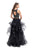 La Femme - 26233 Two Piece Beaded Ruffle Tulle Gown In Black