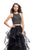 La Femme - 26233 Two Piece Beaded Ruffle Tulle Gown In Black