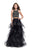 La Femme - 26233 Two Piece Beaded Ruffle Tulle Gown In Black