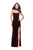 La Femme - 26239 Beaded High Neck Velvet Sheath Dress In Red