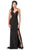 Dancing Queen - 2623 Applique Deep V-neck Trumpet Dress In Black