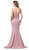 Dancing Queen - 2623 Applique Deep V-neck Trumpet Dress In Pink