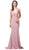 Dancing Queen - 2623 Applique Deep V-neck Trumpet Dress In Pink