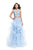 La Femme - 26240 Two Piece Beaded Cutout Ruffle Tulle Gown In Blue