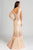 Feriani Couture - 26241 Accented Deep V-neck Mermaid Dress  In Pink
