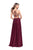 La Femme - 26243 Embroidered Lace Deep V-neck Chiffon Gown In Red