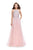 La Femme - 26250 Shimmering High Neck Tulle A-line Gown In Pink