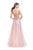 La Femme - 26250 Shimmering High Neck Tulle A-line Gown In Pink