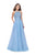 La Femme - 26250 Shimmering High Neck Tulle A-line Gown In Blue