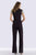 Feriani Couture - 26253 Short Sleeve Ornate V-Neck Ruched Jumpsuit In Black