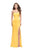 La Femme - Strapless Sweetheart Crisscross Strapped Sheath Gown 26253 In Yellow