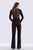 Feriani Couture - 26254 Long Sleeve V-Neck Beaded Jumpsuit In Black