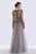 Feriani Couture - 26255 Sheer Long Sleeve Beaded V-neck A-line Dress In Gray