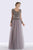 Feriani Couture - 26255 Sheer Long Sleeve Beaded V-neck A-line Dress In Gray