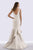 Feriani Couture - 26256 Sleeveless Deep V-neck Mermaid Gown In Silver and White