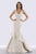 Feriani Couture - 26256 Sleeveless Deep V-neck Mermaid Gown In Silver and White