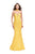 La Femme - 26261 Beaded Lace High Neck  Trumpet Dress In Yellow