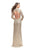 La Femme - Long Sleeve High Neck Sequined Evening Gown 26263 In Gold