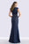 Feriani Couture - 26264 Cap Sleeve Beaded Sheath Gown In Blue