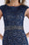 Feriani Couture - 26264 Cap Sleeve Beaded Sheath Gown In Blue
