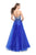 La Femme - 26264 Metallic Rhinestone Ombre Tulle Dress In Blue