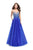 La Femme - 26264 Metallic Rhinestone Ombre Tulle Dress In Blue