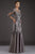 Feriani Couture - 26266 Quarter Length Sleeved Trumpet Gown In Silver and Gray