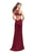 La Femme - 26266 Slim Straps Sweetheart Sheath Gown In Red