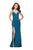 La Femme - 26266 Slim Straps Sweetheart Sheath Gown In Blue
