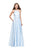 La Femme - 26269 High Halter Neck Stretch Satin Gown In Blue