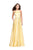 La Femme - 26269 High Halter Neck Stretch Satin Gown In Yellow